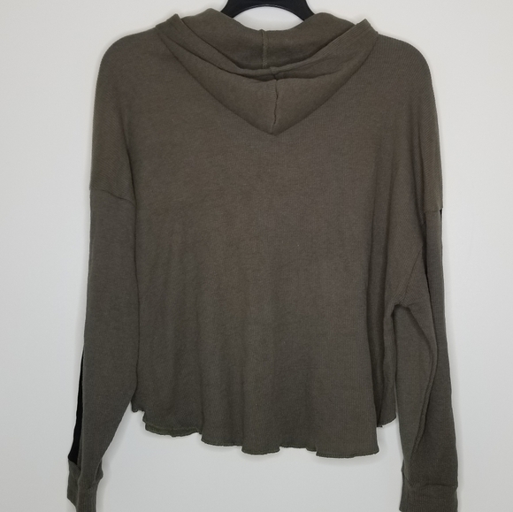 Olive Green Hooded Long Sleeve Crop Top Womens 3X - Picture 3 of 6